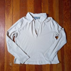 Vintage 90s Cream Cropped Polo size L